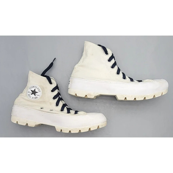 Converse Chuck Taylor Lugged High Top White Sneakers Women’s 6 #565902C - Picture 1 of 9